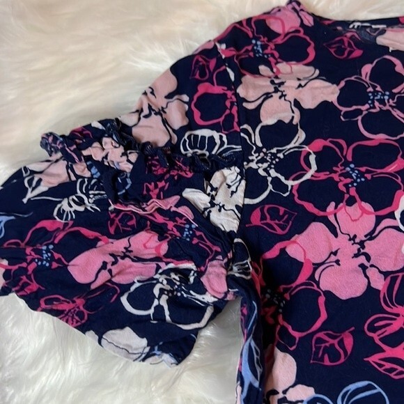 Crown & Ivy Girls Blue Floral Dress W/ Ruffle Sleeves Size 12 - Picture 4 of 6